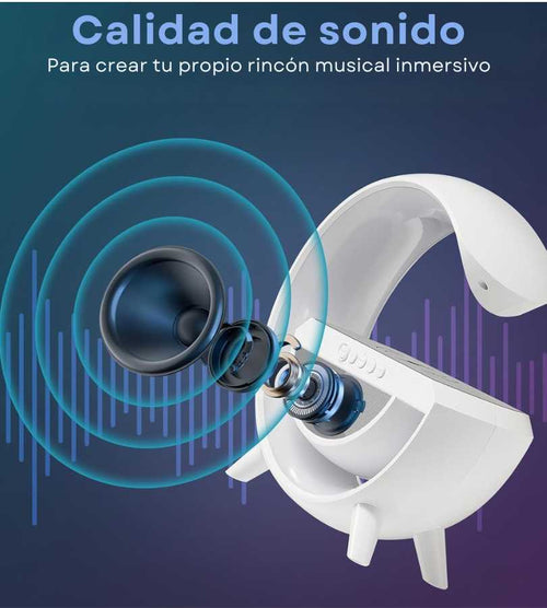 Lámpara Led G Altavoz Bluetooth Carga Inalámbrica Alarma Reloj despertador